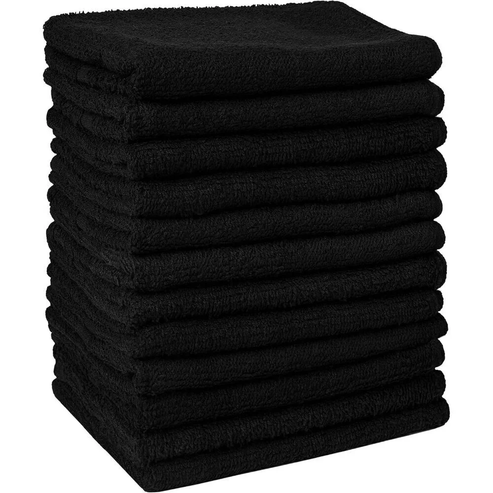 Salon Towels Cotton Black 24 Pack Absorbent Spa Hair Care 16x27